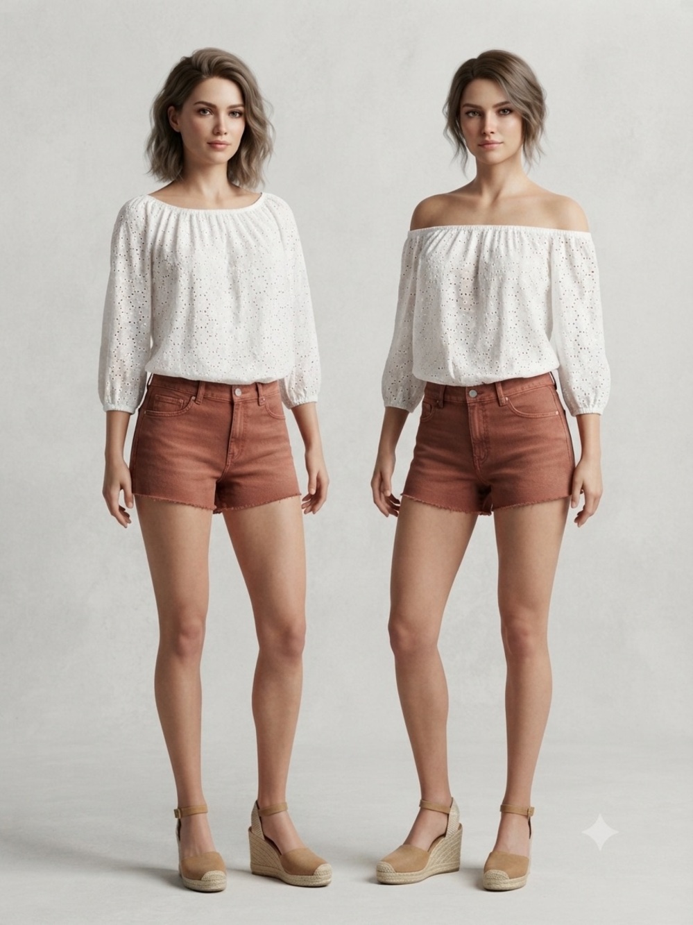 Adiva White Eyelet Peasant Blouse